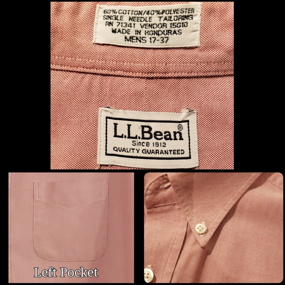 L.L. Bean Button Down Shirt Solid Salmon Men's Si… - image 3